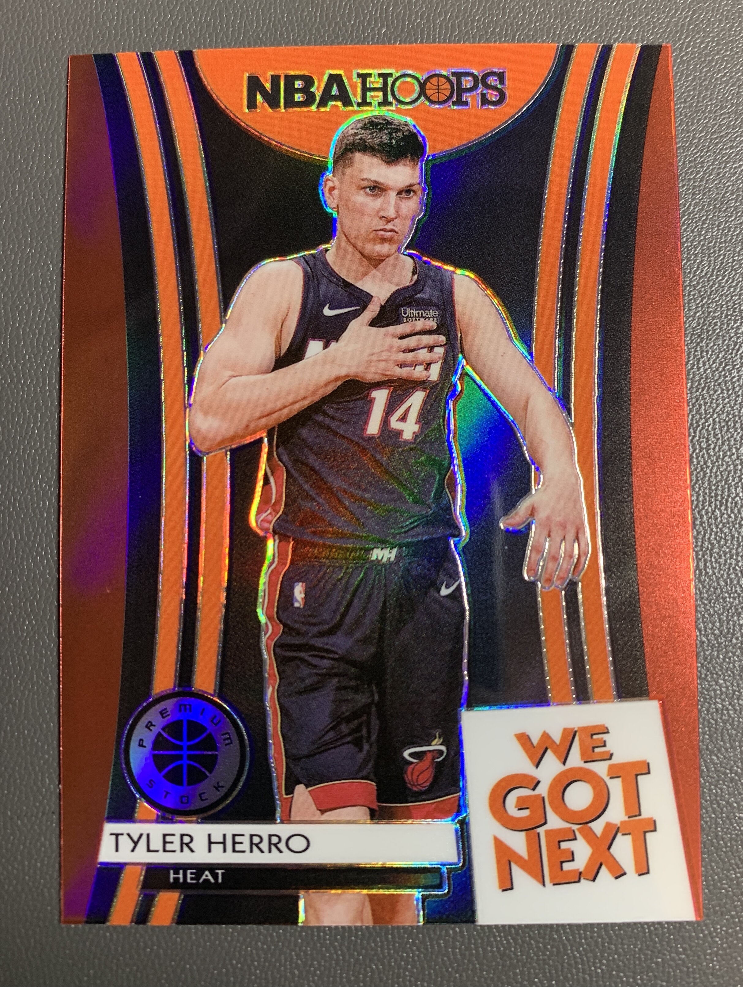 Red Prizm Inserts are have the lowest print run of any of the insert parallels. Good luck finding a left to right centered We Got Next Red Prizm. They’re nearly impossible to find. This one has a way more narrow right border than left.